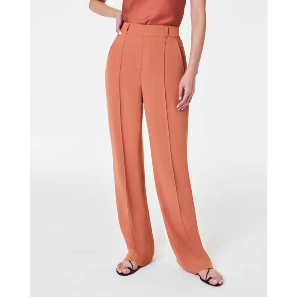 SPANX Wide-Leg High-Rise Trousers in Rust